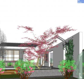 中式商业街建筑群SU模型