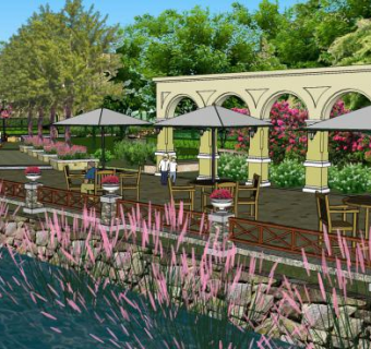 亲水园林景观SU模型