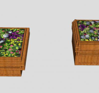 木花箱花盆景观园林SU模型下载_sketchup草图大师SKP模型