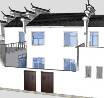 徽派建筑房子古建筑SU模型下载_sketchup草图大师SKP模型