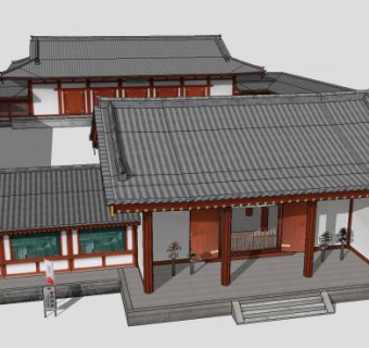 中式古建筑SU模型下载_sketchup草图大师SKP模型