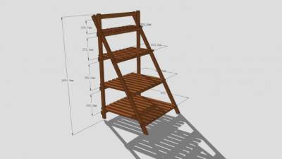 花架木制室内花架SU模型下载_sketchup草图大师SKP模型