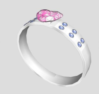 心型水晶砖戒的SU模型_su模型下载 草图大师模型_SKP模型