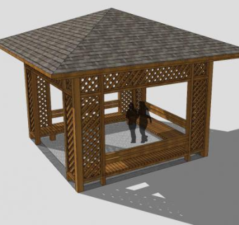 木格亭子凉亭SU模型