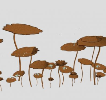 荷叶荷花雕塑SU模型下载_sketchup草图大师SKP模型