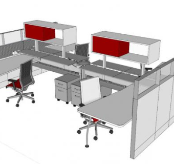 办公桌合集50套SU模型下载_sketchup草图大师SKP模型