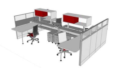 办公桌合集50套SU模型下载_sketchup草图大师SKP模型