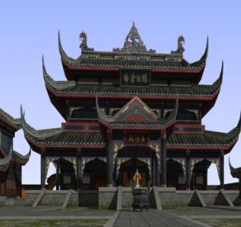 精细中式场景建筑古建SU模型下载_sketchup草图大师SKP模型