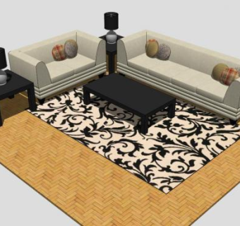 沙发茶几地毯SU模型下载_sketchup草图大师SKP模型