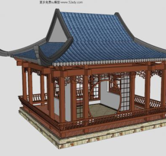 水榭景观亭子SU模型
