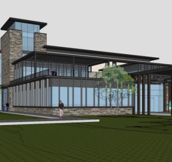 山地建筑会所康体娱乐中心SU模型下载_sketchup草图大师SKP模型