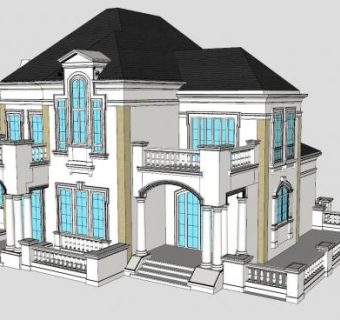 欧式别墅建筑别墅SU模型