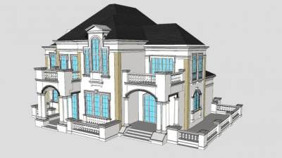 欧式别墅建筑别墅SU模型下载_sketchup草图大师SKP模型