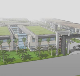 工业园设计精细模型企业厂房SU模型