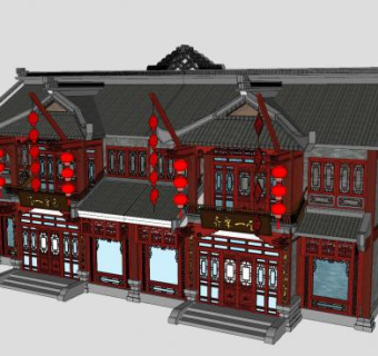 燕都古镇仿古建筑SU模型下载_sketchup草图大师SKP模型