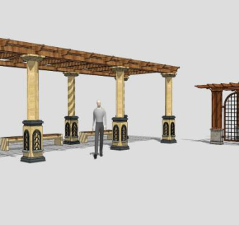 欧式廊架SU模型下载_sketchup草图大师SKP模型
