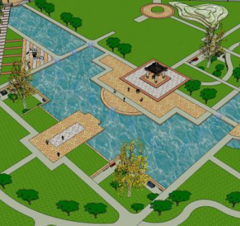 小区基地模型园林景观SU模型