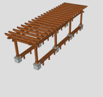 花架长廊木质亭子SU模型