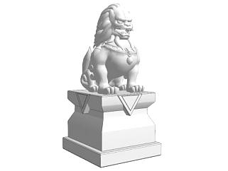 景观雕塑精美狮子SU模型下载_sketchup草图大师SKP模型