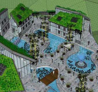 山水间高级酒店SU模型下载_sketchup草图大师SKP模型