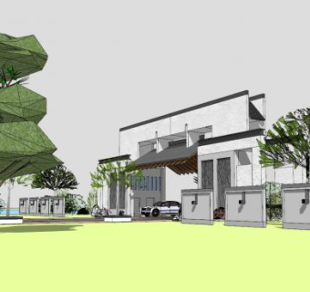 新中式现代大门SU模型下载_sketchup草图大师SKP模型