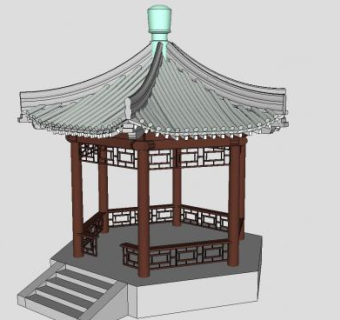 古建筑角亭SU模型下载_sketchup草图大师SKP模型