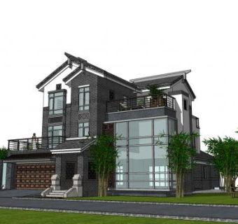 单独栋欧式别墅SU模型