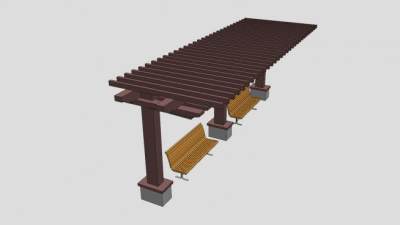 廊架花架SU模型下载_sketchup草图大师SKP模型