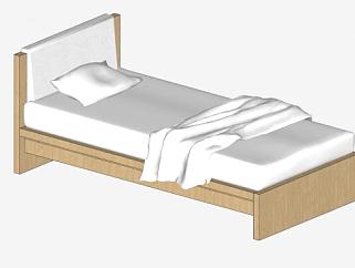单人床卧室SU模型下载_sketchup草图大师SKP模型