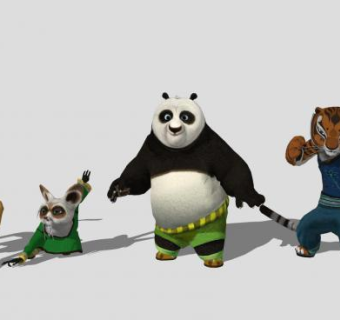 卡通功夫熊猫动物大全SU模型下载_sketchup草图大师SKP模型