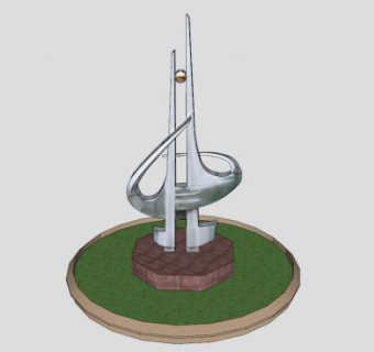 学校创意艺术雕塑SU模型下载_sketchup草图大师SKP模型