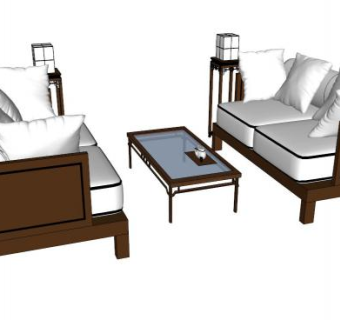 中式沙发SU模型下载_sketchup草图大师SKP模型