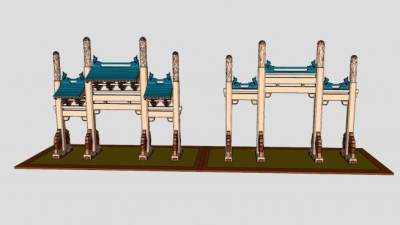 牌坊-通济桥牌坊SU模型下载_sketchup草图大师SKP模型