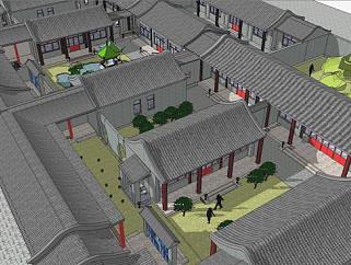 中式古建群落合院模型风景名胜规划SU模型