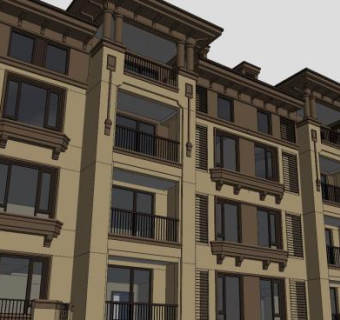 简欧花园洋房51F多层住宅SU模型下载_sketchup草图大师SKP模型