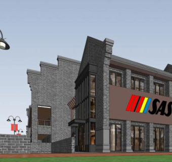 中式安康滨河商业街川渝民国风卓创SU模型下载_sketchup草图大师SKP模型