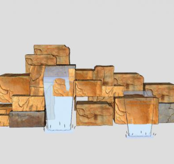 假山石园林景观石头组合SU模型下载_sketchup草图大师SKP模型