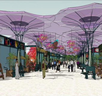 商业街步行街方案SU模型