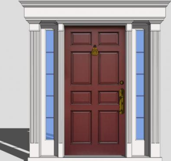 豪华简易别墅大门SU模型下载_sketchup草图大师SKP模型