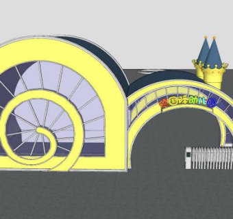 欧式幼儿园大门建筑SU模型下载_sketchup草图大师SKP模型