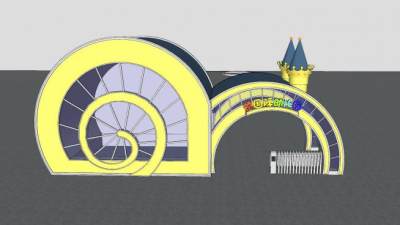 欧式幼儿园大门建筑SU模型下载_sketchup草图大师SKP模型