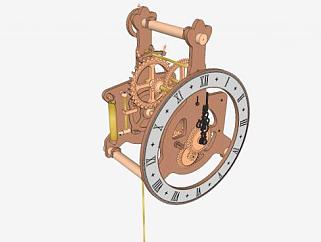法国古老的木制时钟SU模型_su模型下载 草图大师模型_SKP模型