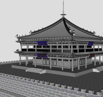 亚洲古建亚洲鼓楼SU模型下载_sketchup草图大师SKP模型