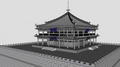 亚洲古建亚洲鼓楼SU模型下载_sketchup草图大师SKP模型