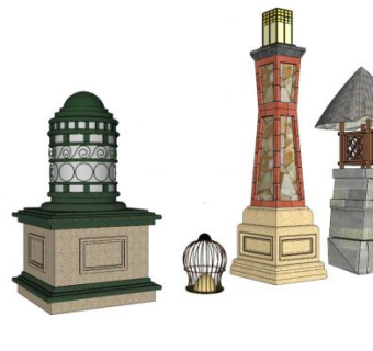 灯具东南亚泰式景观SU模型下载_sketchup草图大师SKP模型