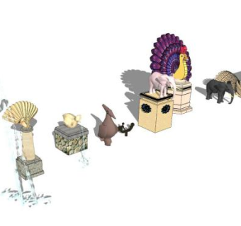 雕塑小品东南亚泰式景观SU模型下载_sketchup草图大师SKP模型