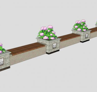 座凳树池花圃SU模型下载_sketchup草图大师SKP模型
