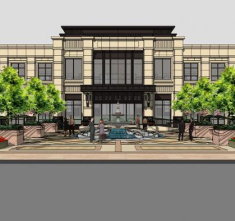 新古典售楼处住宅建筑SU模型下载_sketchup草图大师SKP模型