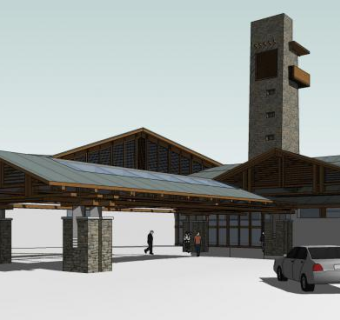 成都华侨城东岸售楼部深圳市库博建筑SU模型下载_sketchup草图大师SKP模型