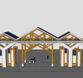 简易大门第三弹完整SU模型下载_sketchup草图大师SKP模型